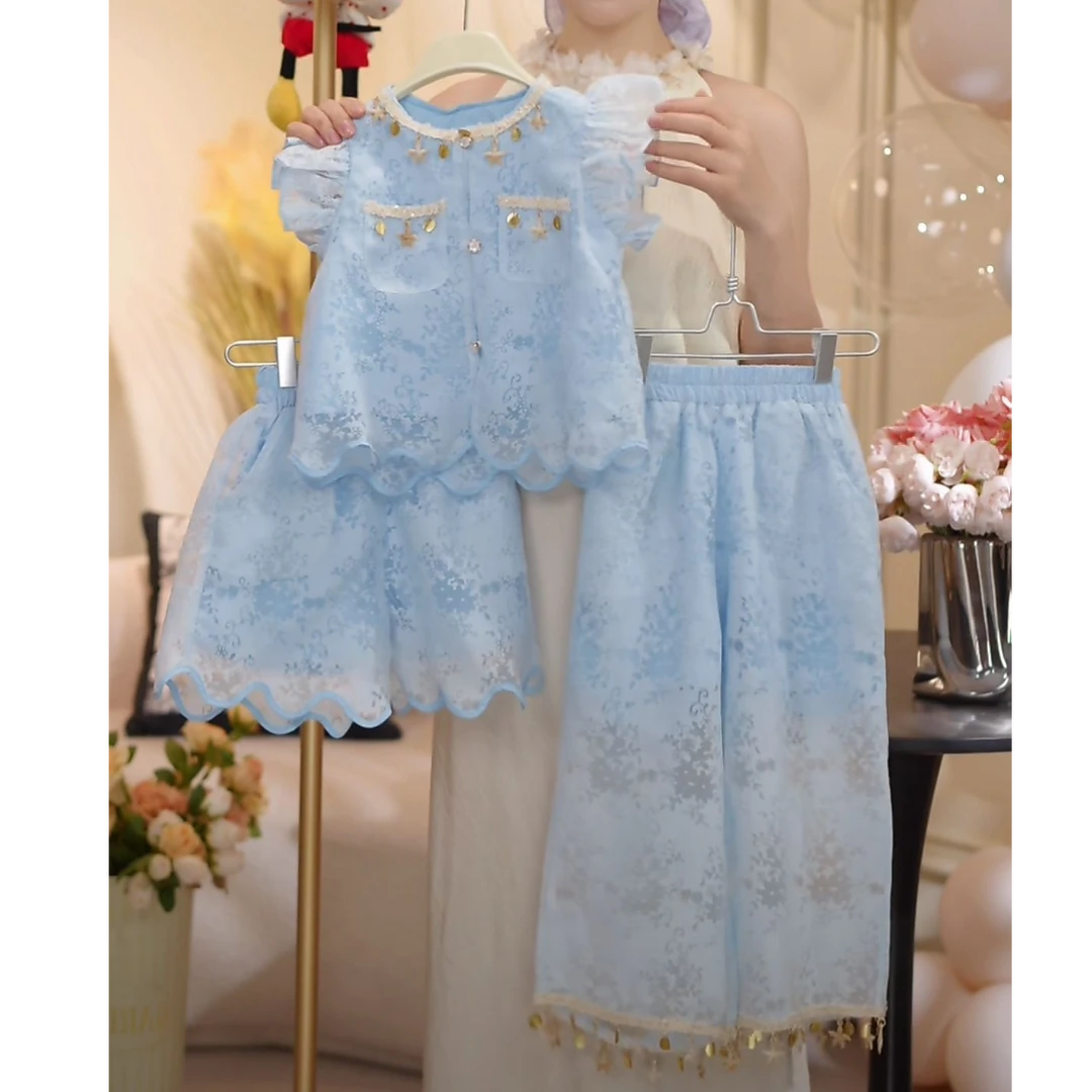 女童2025夏季新款公主风套装洋气百搭时尚套装-