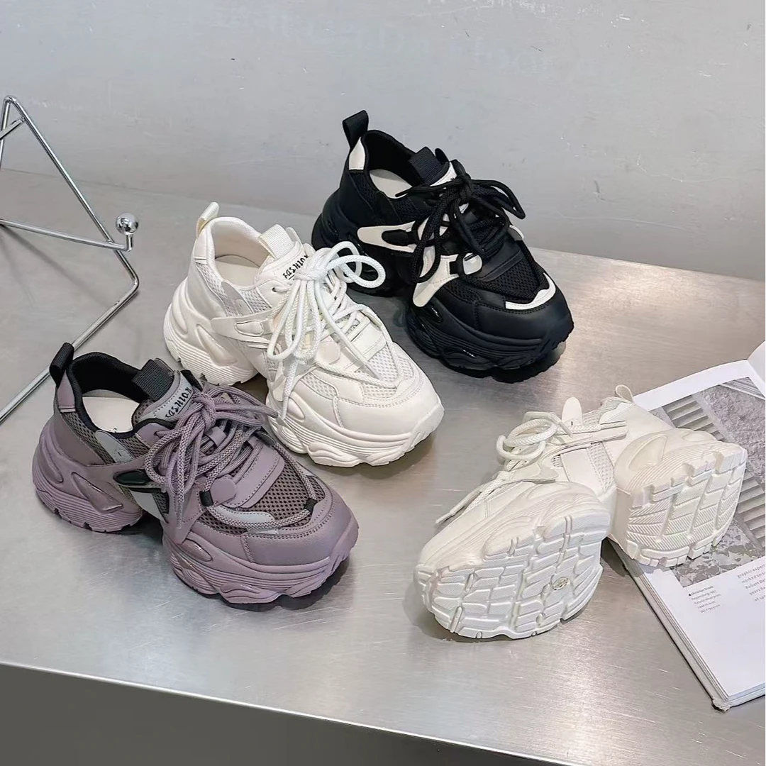 3519-10厚底网面透气老爹鞋网红时尚女士百搭春夏系带