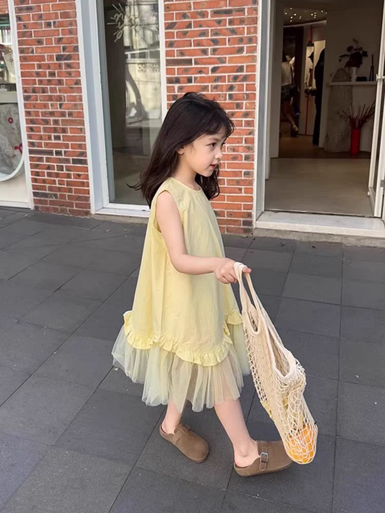 森系女童夏季背心裙连衣裙洋气女孩公主裙时尚韩版甜美宽松新款