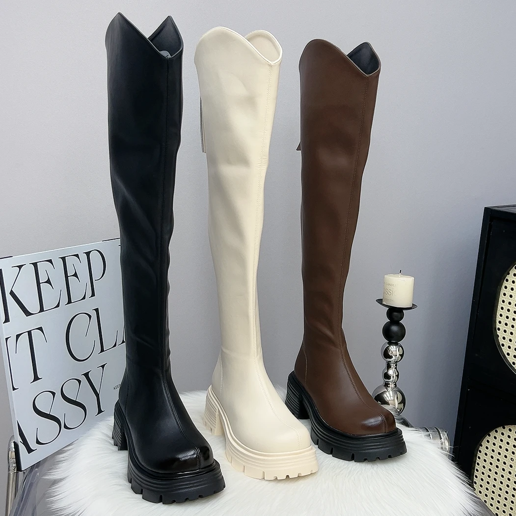过膝长靴女2025新款秋冬靴子粗跟高跟瘦瘦靴骑士靴韩版百搭长筒靴