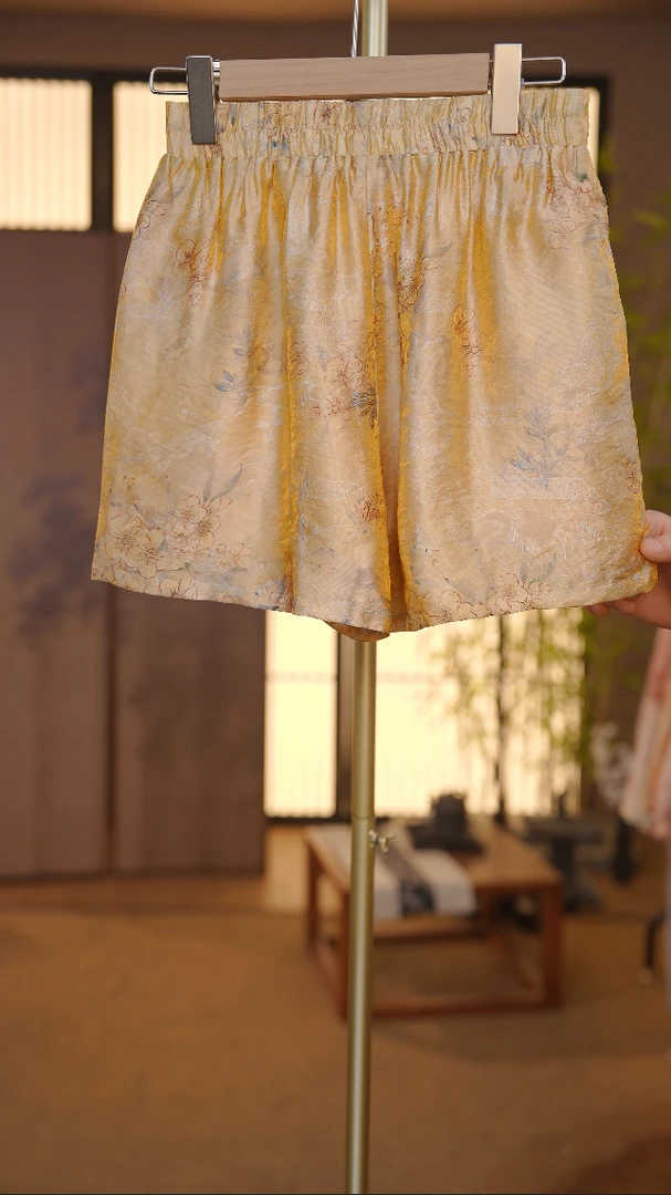 CJ【‌鎏金】新中式2024夏季气质百搭提花立领短裤YY25060306