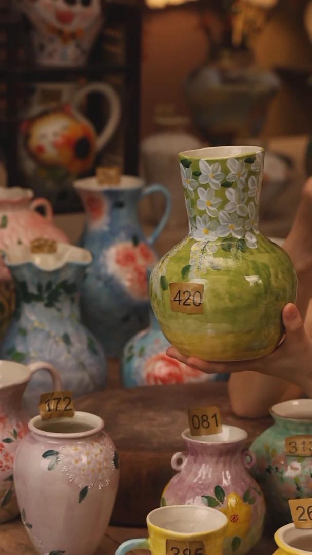 陶瓷420景德镇设计师手作花器摆件侘寂风