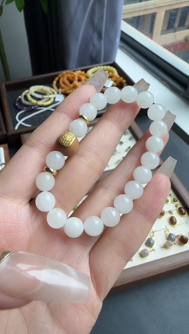 天然辰砂和田玉手链