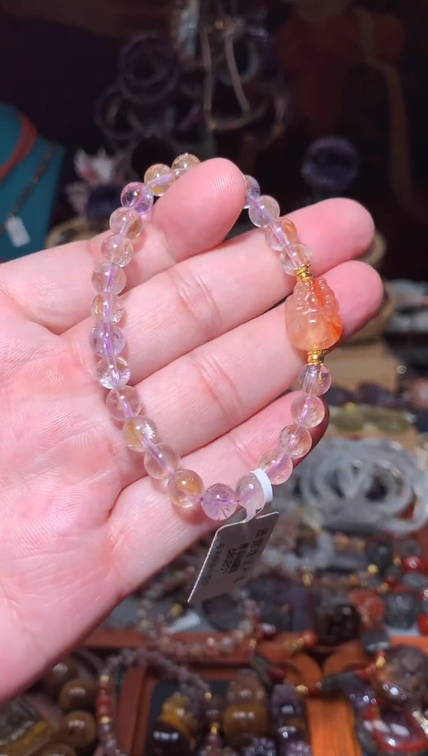 水晶珠宝半成品未镶嵌冯**?极光金多多+胶花貔貅