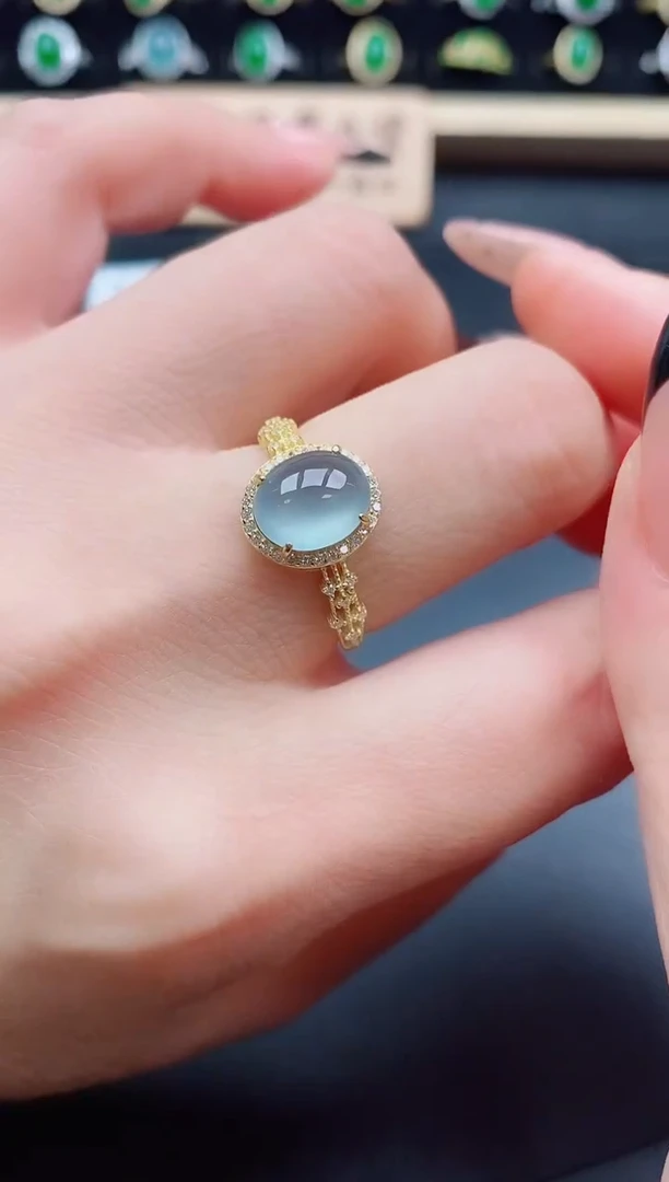 银S925镶嵌戒指翡翠1