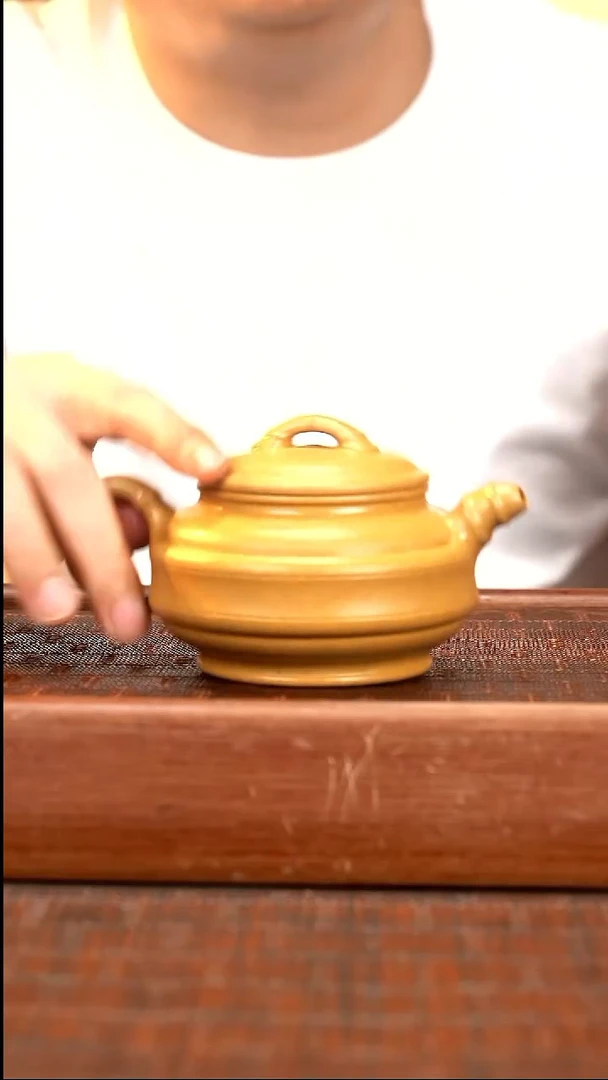 茶壶紫砂ZFF本绿双线竹鼓