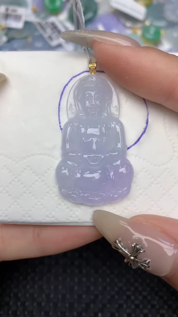 颈饰18K金镶嵌翡翠天然缅甸翡翠a货百元以上9元证书费自理