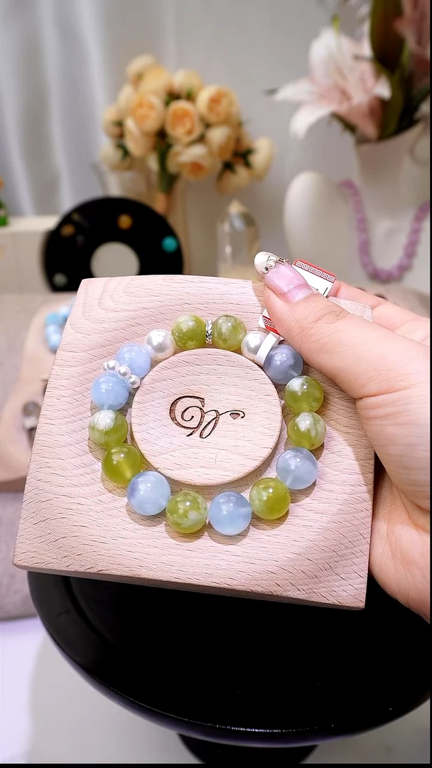 未镶嵌手串水晶青提奶盖海蓝宝手串