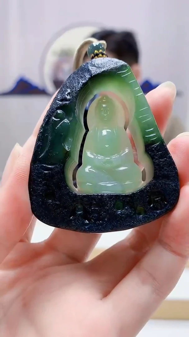 未镶嵌定制翡翠4917zm-毛货挂件12观音