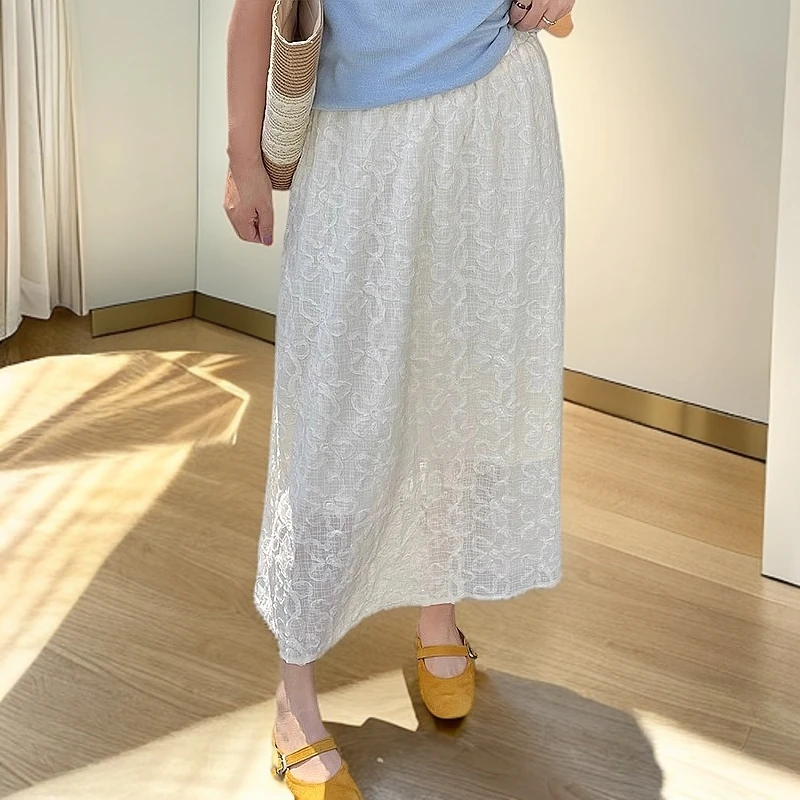 夏小个子韩系气质温柔立体蕾丝长半身裙女款爆款老钱风女式衣服