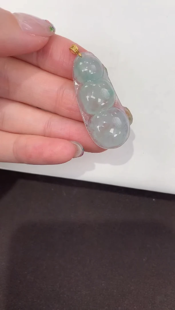 颈饰18K金镶嵌翡翠天然缅甸A货翡翠