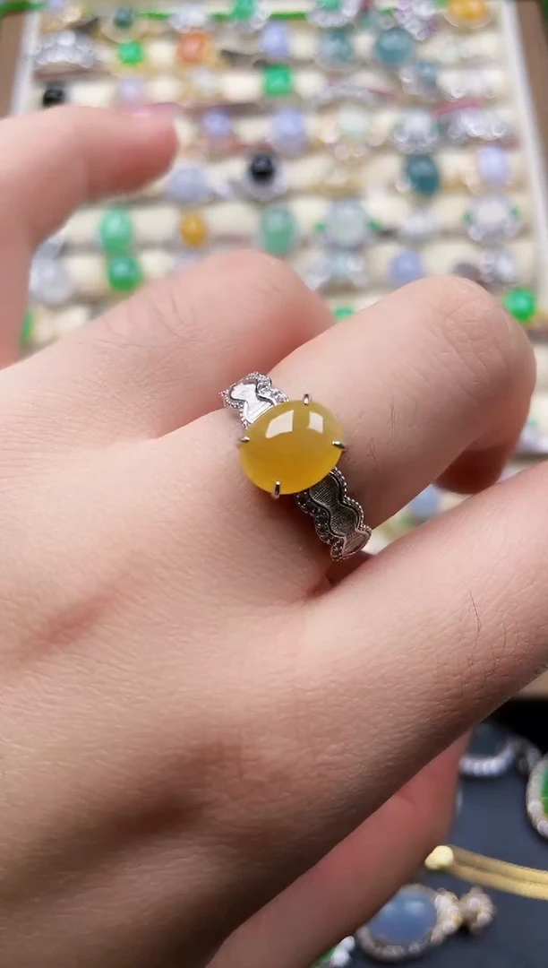 银S925镶嵌戒指翡翠85