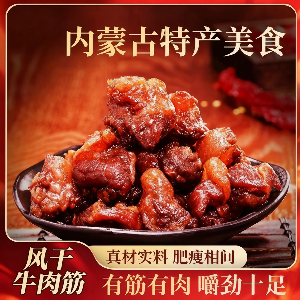 【包邮】正宗内蒙特产牛肉筋 边角料筋头巴脑肥瘦相间 开袋即食125g
