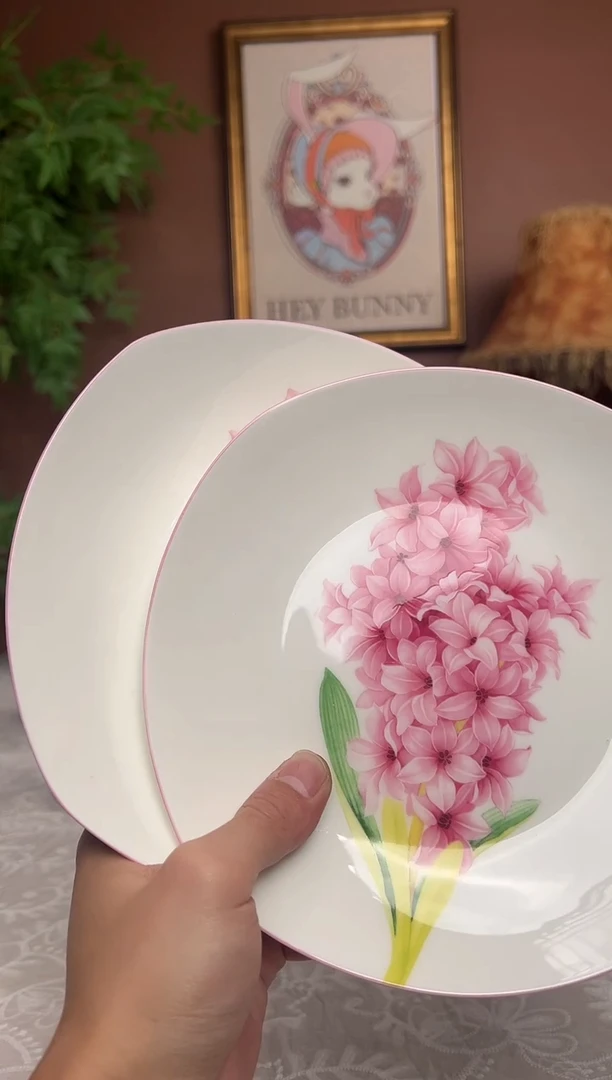 36%以上骨粉骨瓷风信子8寸盘2个