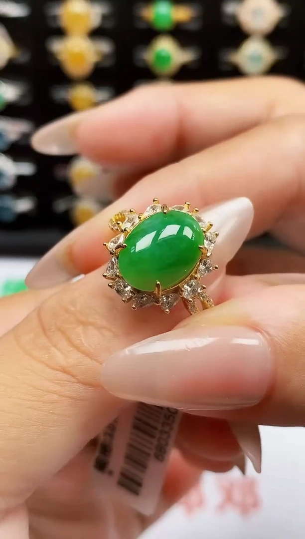 银S925镶嵌戒指翡翠2022