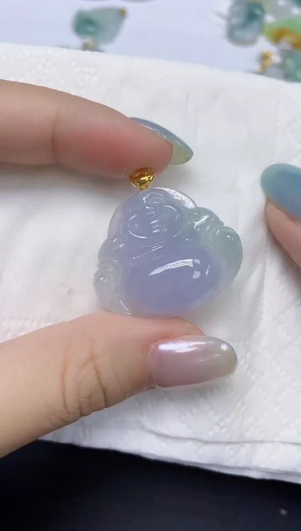 翡翠18K金镶嵌颈饰天然缅甸翡翠A货