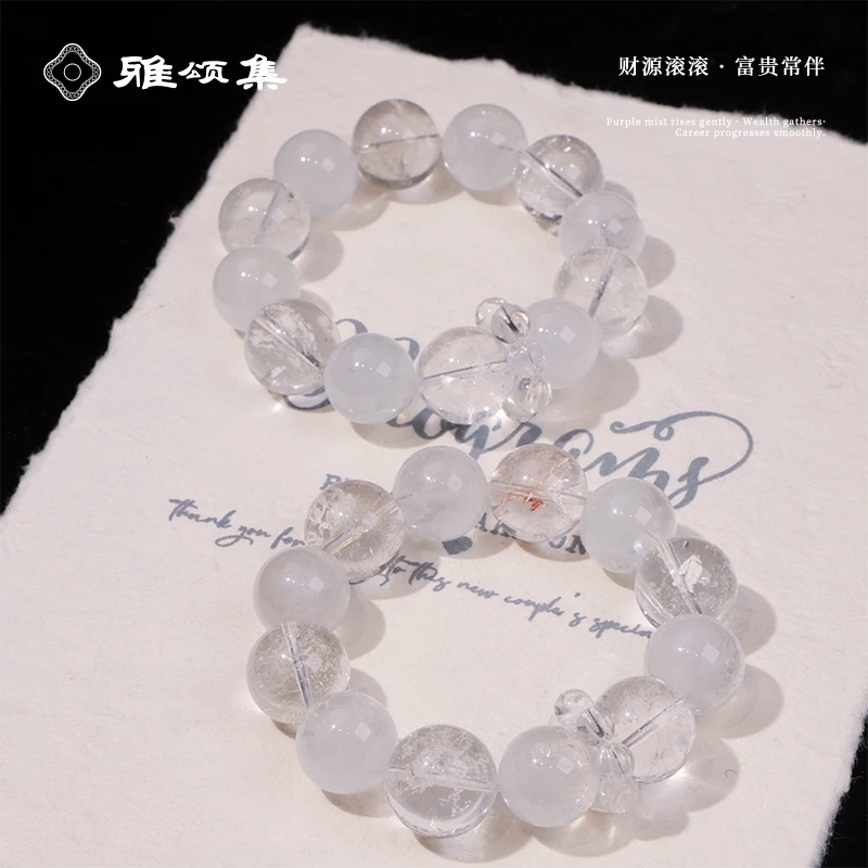 【冰青】XG6171天然水晶绿阿赛+白阿塞手串女款手链多样性发一