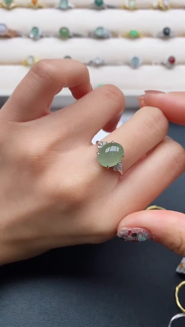 银S925镶嵌戒指翡翠55555555+7