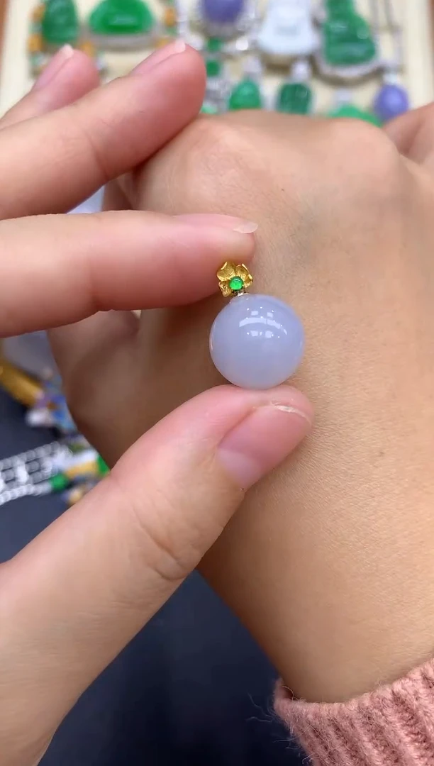 颈饰18K金镶嵌翡翠53-中国好珍宝