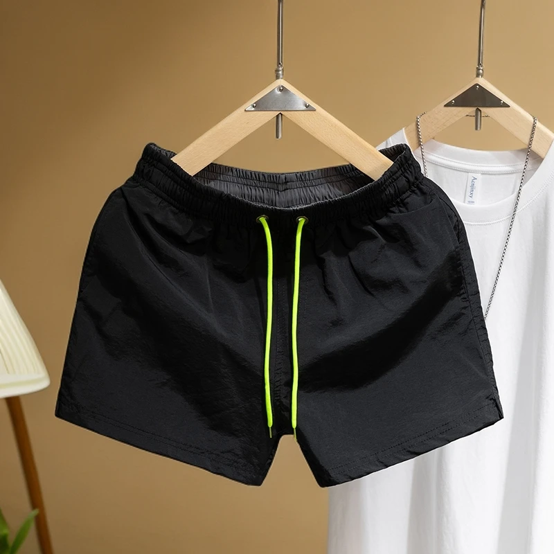 三分裤男直筒裤纯色微弹力常规款休闲裤速干外穿薄款时尚纯色短裤