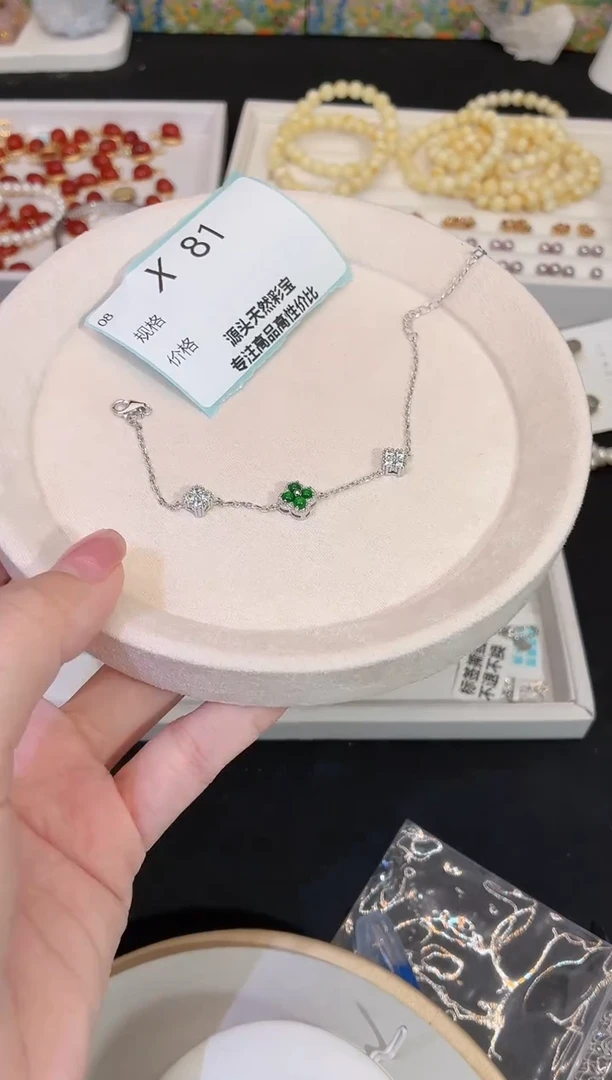 银S925镶嵌手链翡翠易*呀多样性发一X81