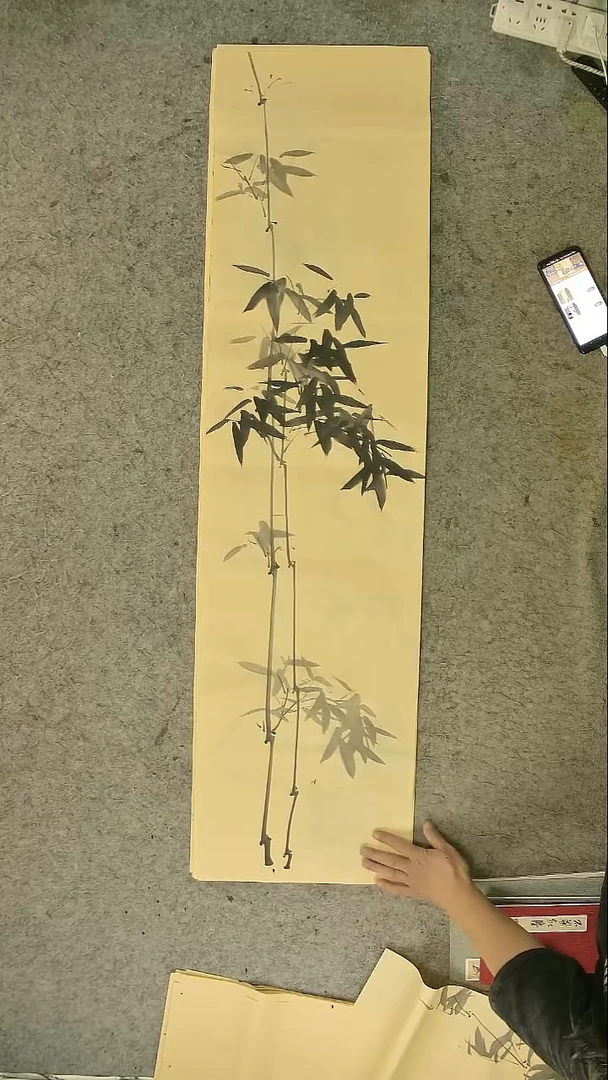 国画四尺对开  墨竹条屏 34*138cm