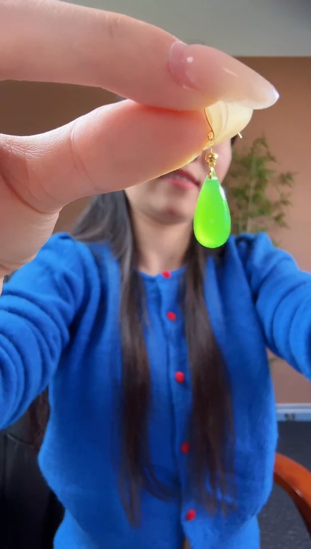 未镶嵌和田玉耳钉碧玉水滴耳钉
