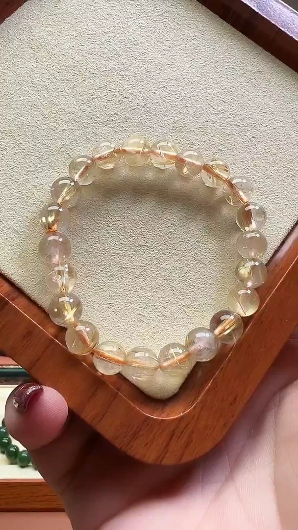 未镶嵌手串水晶8mm金发晶圆珠单圈