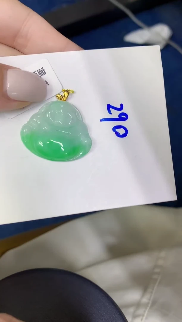 颈饰18K金镶嵌翡翠缅甸天然翡翠A货