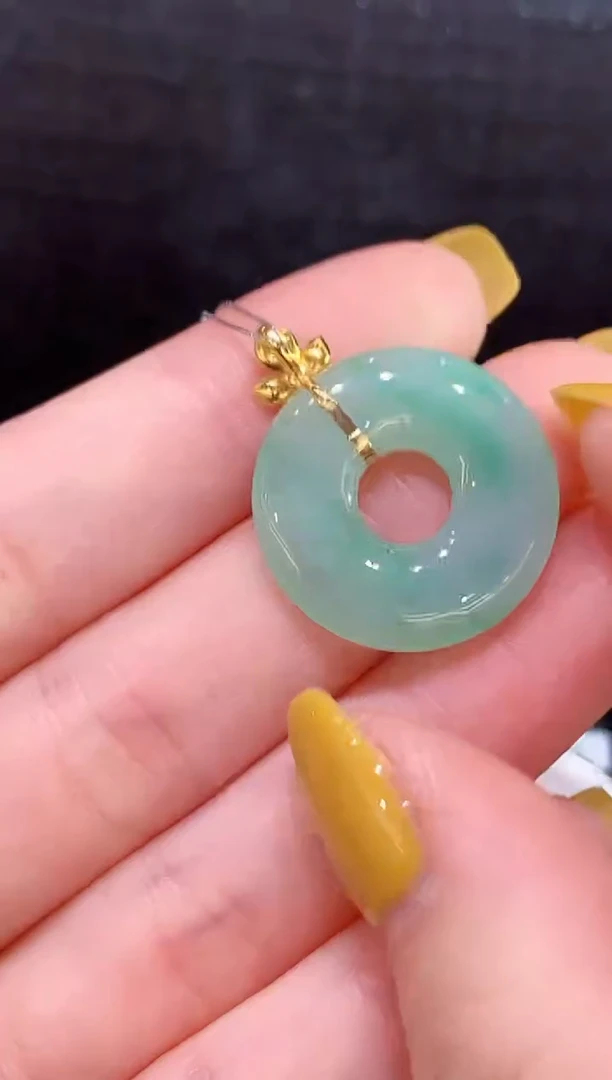 吊坠(不含链)18K金镶嵌翡翠L0669多样性发其一