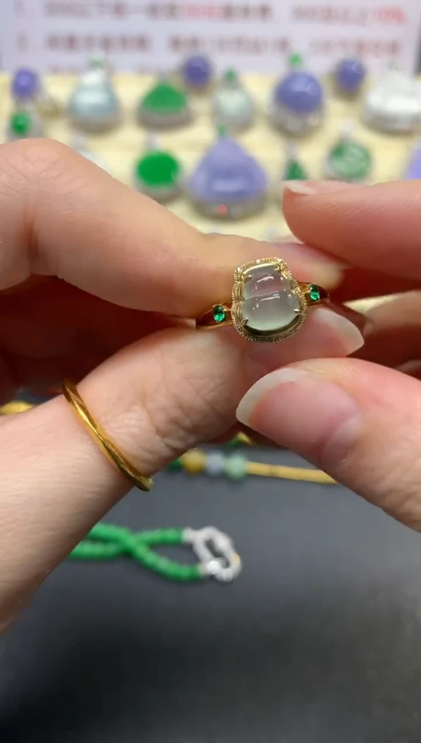 翡翠戒指18K金镶嵌戒指|1600+160