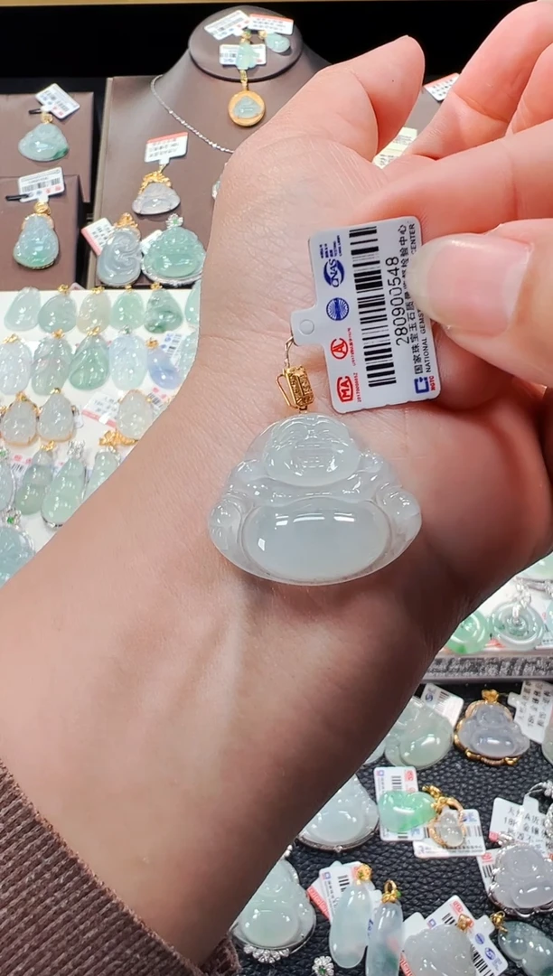 【闪购商品】翡翠吊坠(不含链)18K金镶嵌佛公吊坠548