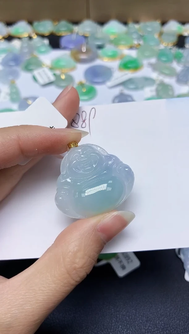 翡翠18K金镶嵌颈饰 天然翡翠A货