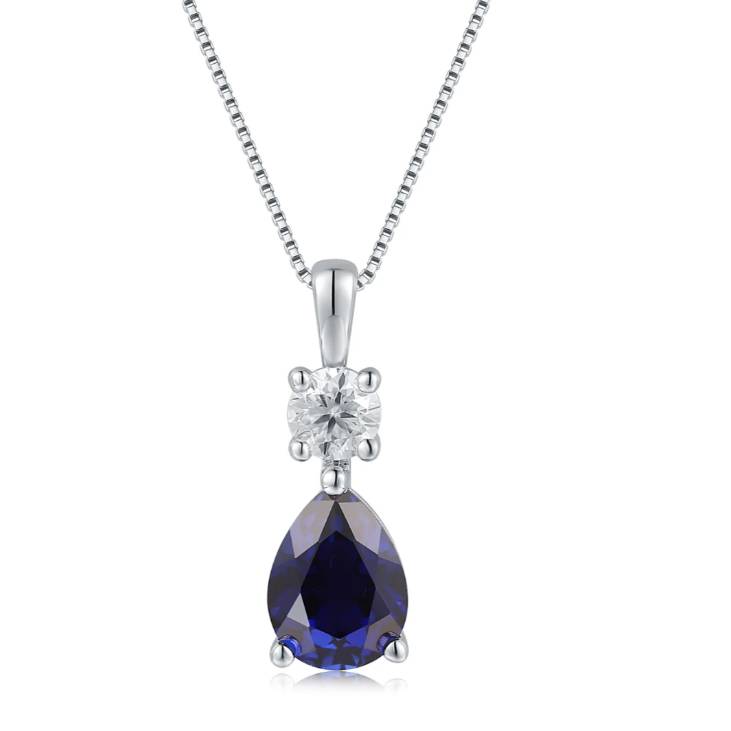 培育蓝宝石【凌姐专属】s925蓝宝石水滴吊坠1.5ct  JSWL090702