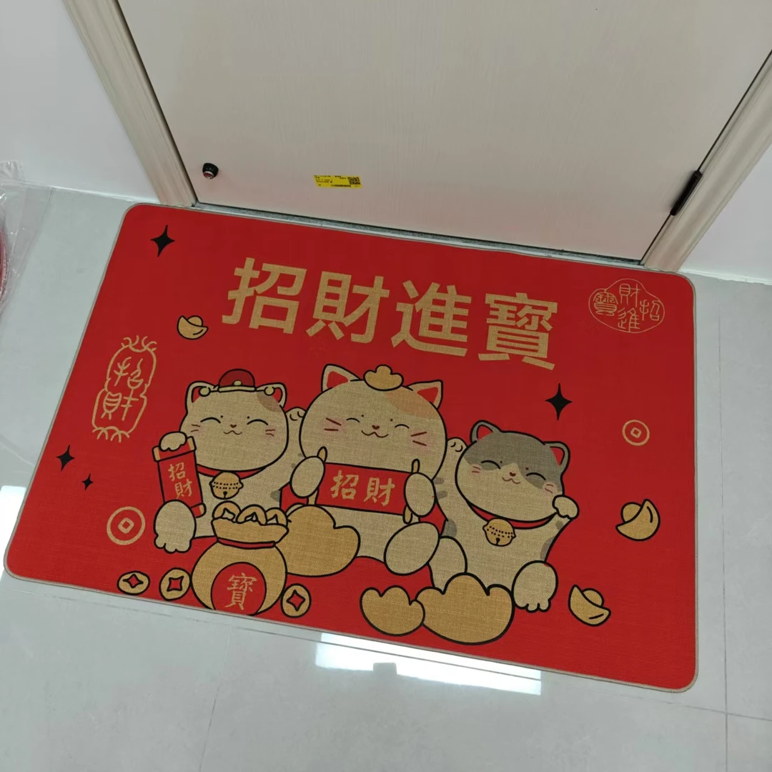 80*120cm大红入户黄麻地毯