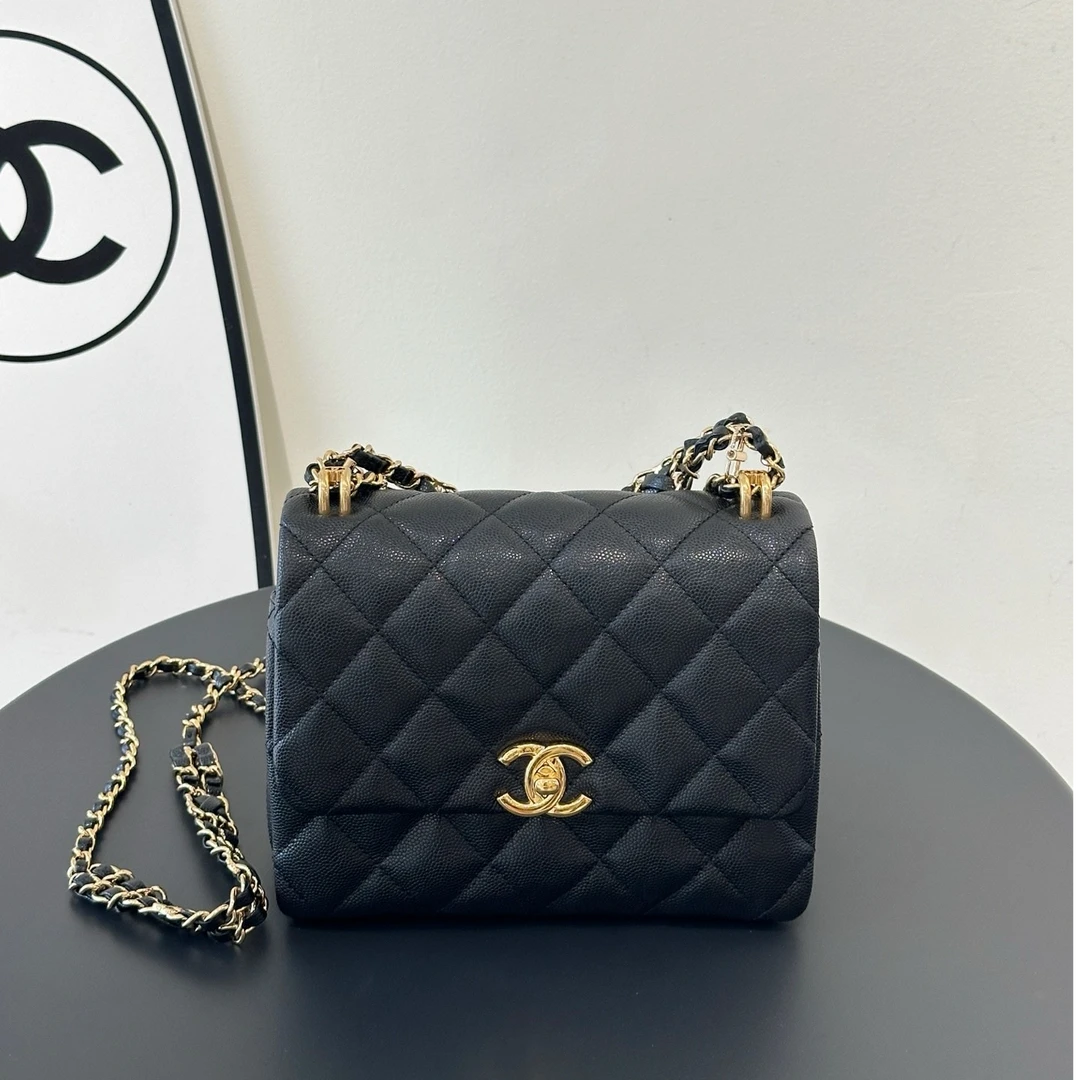 99新 Chanel/香奈儿 22K 荔枝皮 方胖子 双链条