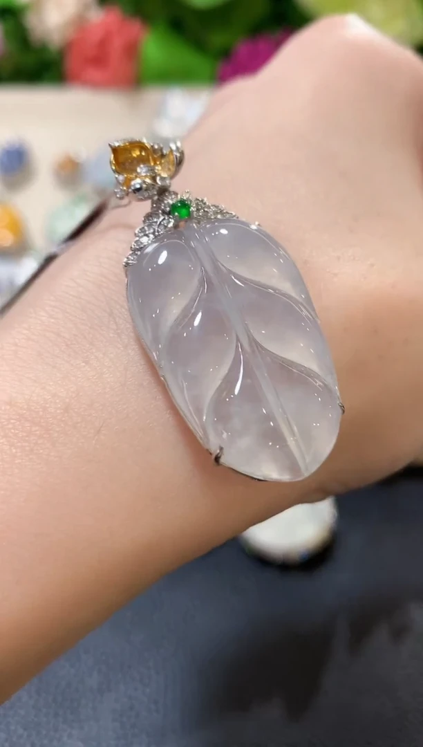 吊坠(不含链)18K金镶嵌翡翠c21