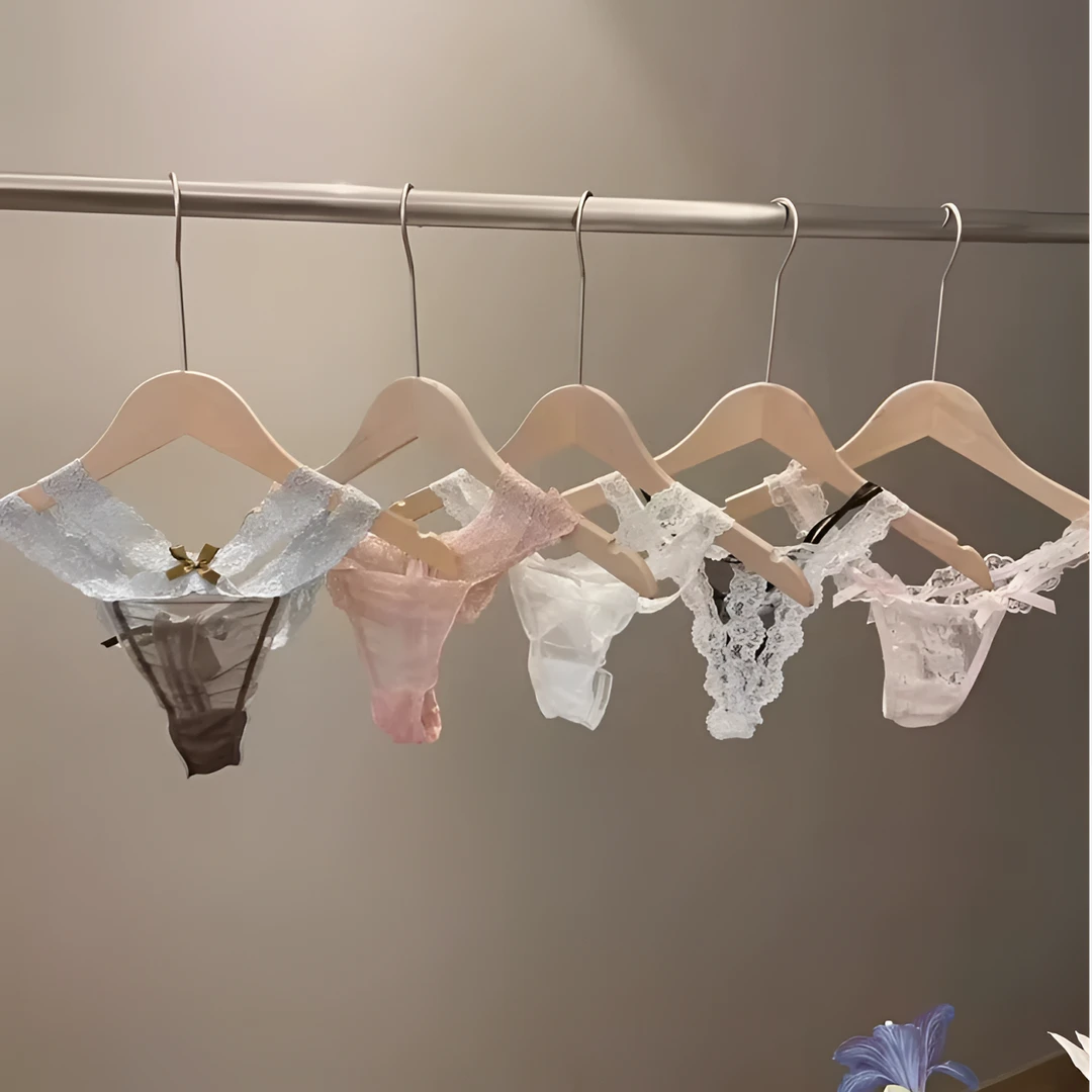 法式辣妹纯欲蕾丝边内裤性感低腰蝴蝶结透气镂空纯欲蕾丝女士内裤