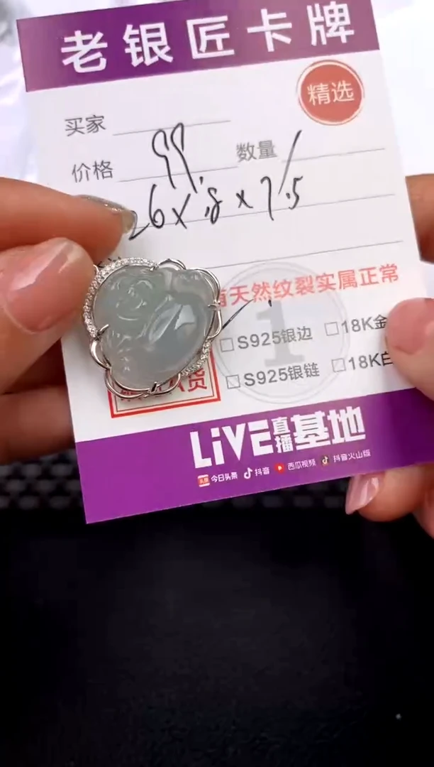 翡翠银S925镶嵌颈饰吊坠