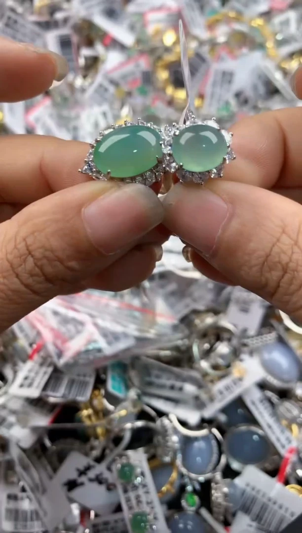 银S925镶嵌戒指翡翠555      6