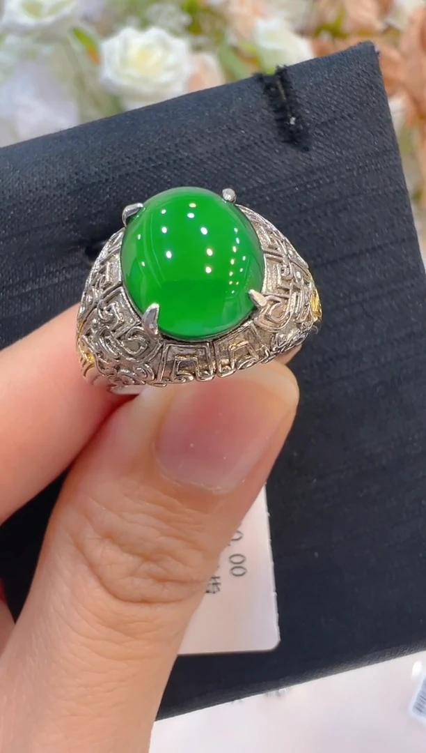 翡翠戒指银S925镶嵌多样性团购发一件