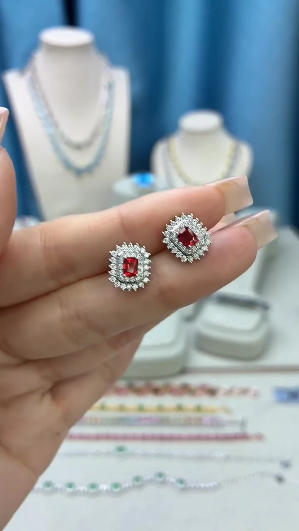 耳饰彩色蓝宝石银S925镶嵌292JH0104产品一个（多样性）