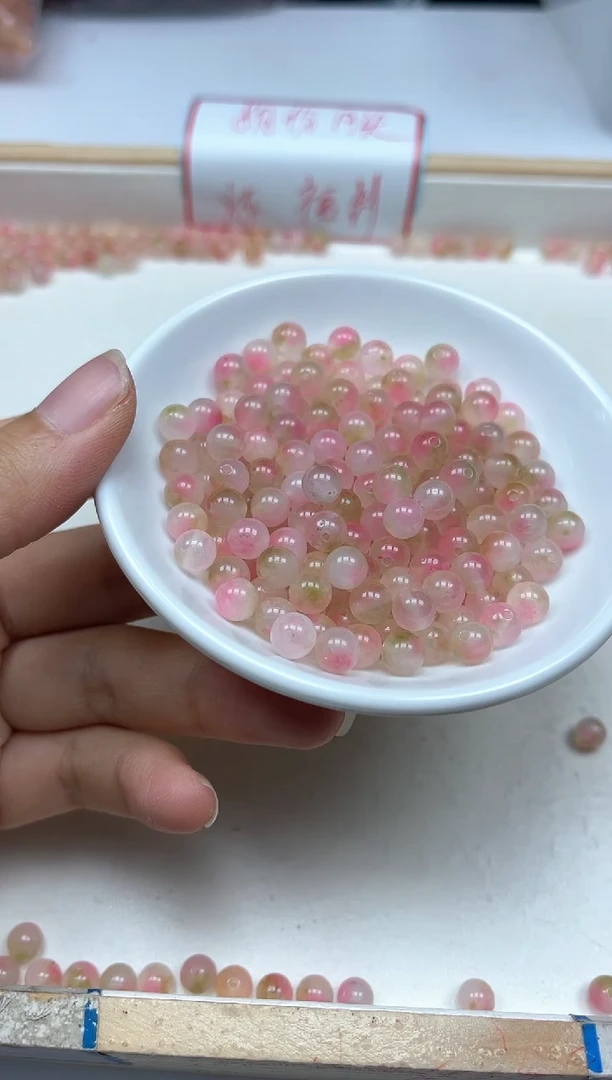 玛瑙/玉髓散珠未镶嵌A1582粉盐 源 6mm50个9.9元