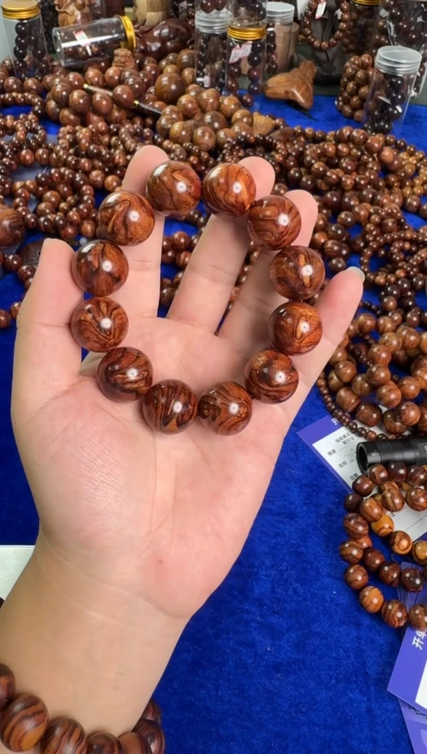 把件黄花梨/降香黄檀2.0规格留疤丁海黄手串