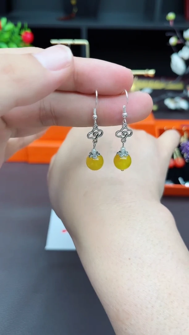 玛瑙/玉髓耳饰银S925镶嵌702000