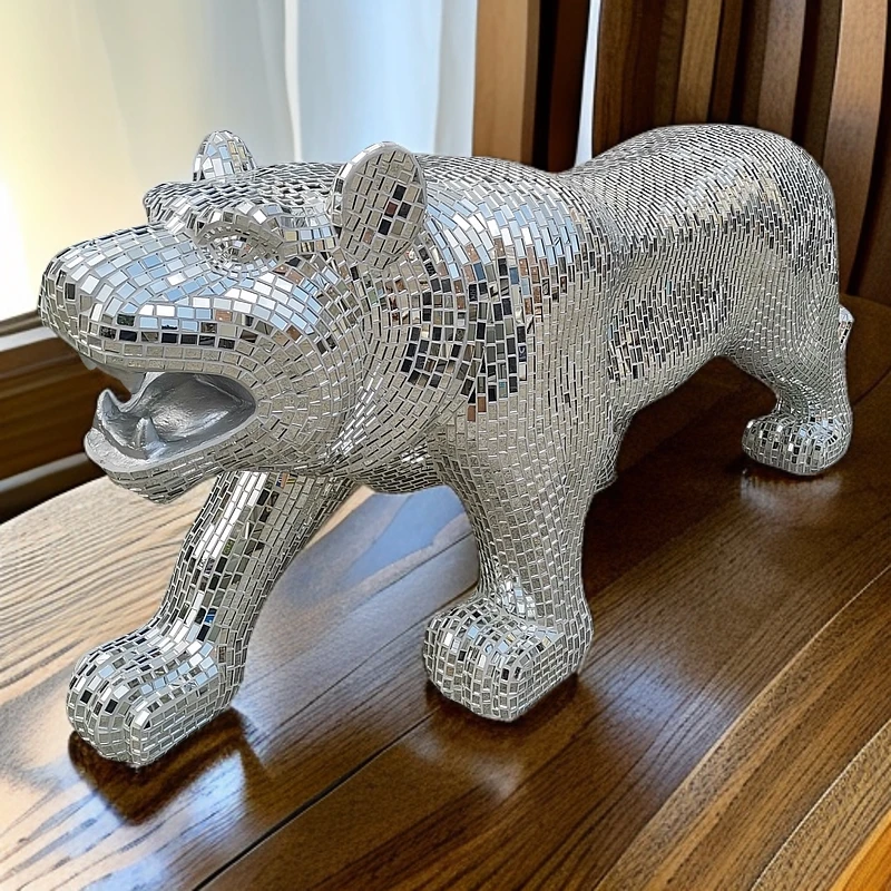 【本尼家】手工镜子镜片贴片大号老虎客厅别墅庭院艺术摆件