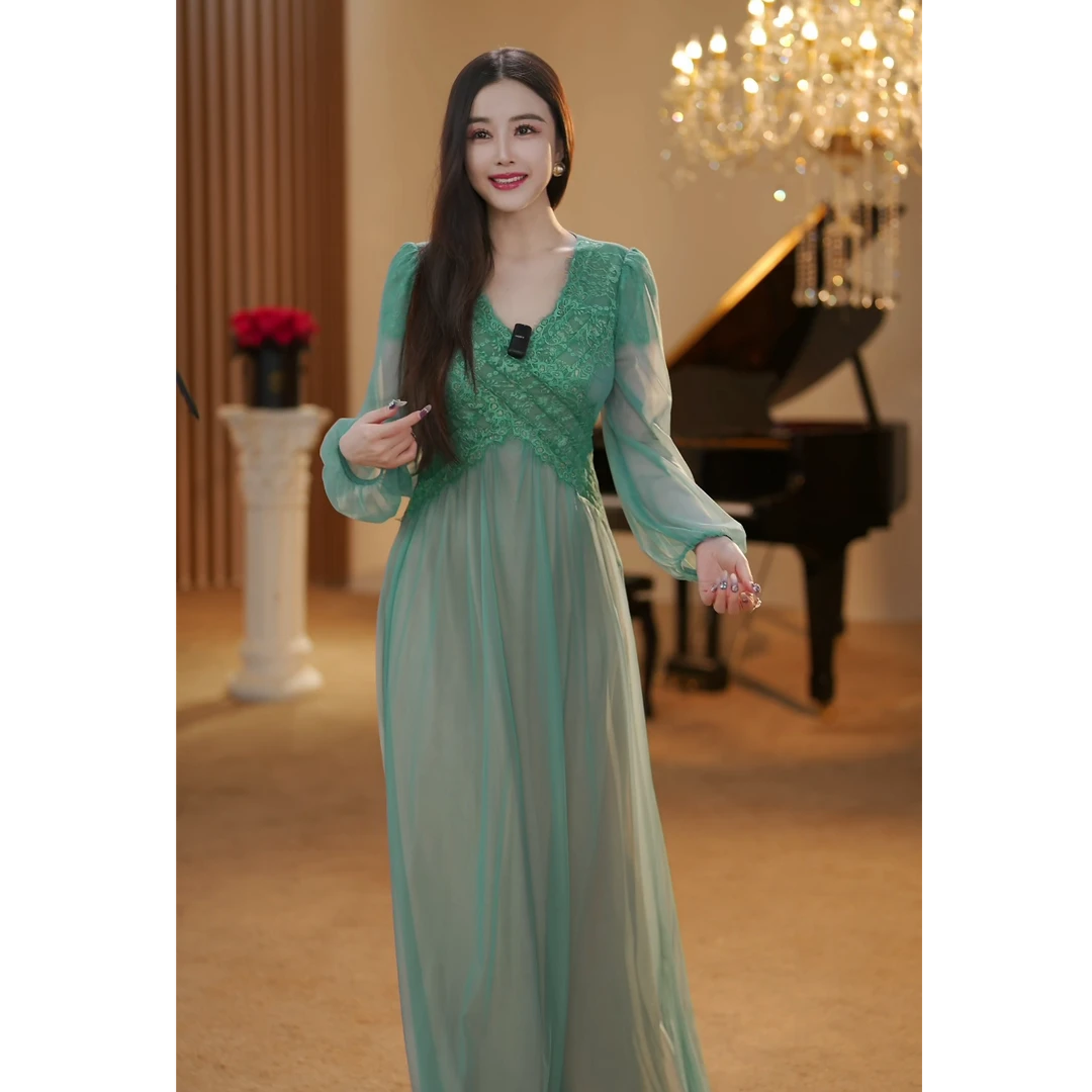 【JOSIE定制】碧落轻纱 法式气质显瘦轻奢设计感小众连衣裙-YL20259