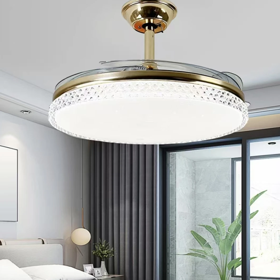 7013新款智能语音控制隐形超薄餐厅大风力电扇灯吸顶轻奢简约