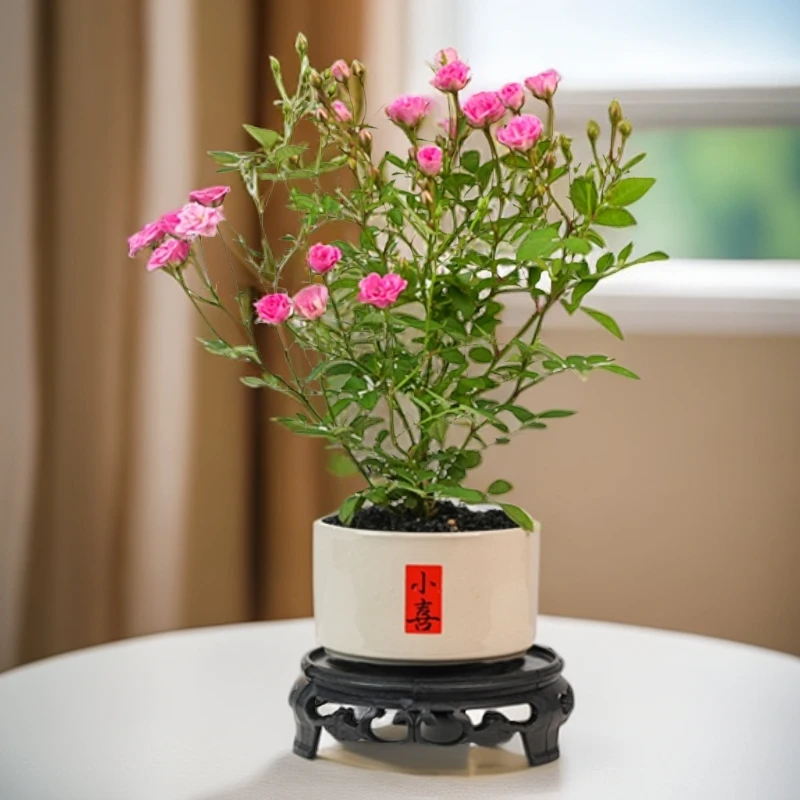 【超微月季】须惠姬花迷你盆栽办公室桌面开花机器室内花卉绿植土培