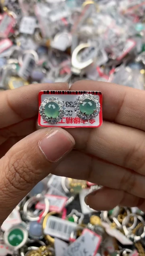 银S925镶嵌戒指翡翠151515----5